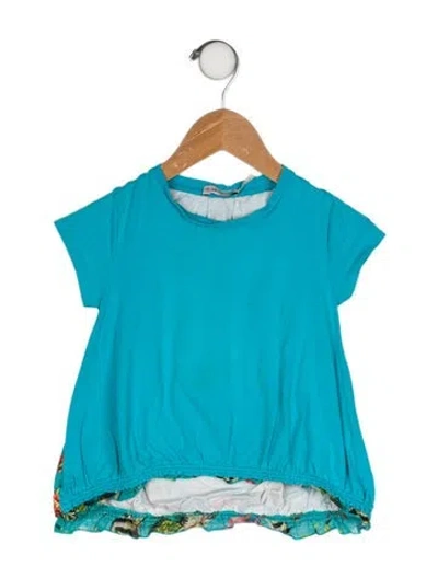 Pre-owned Moncler Babies' Toddler Girls' Patterned Short Sleeve Top In Blue