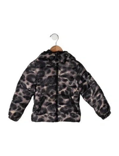 Pre-owned Moncler Babies' Toddler Girls Printed Down Jacket In Grey