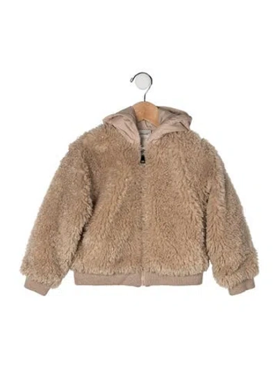 Pre-owned Moncler Babies' Toddler Girls' Shearling Coat In Neutral