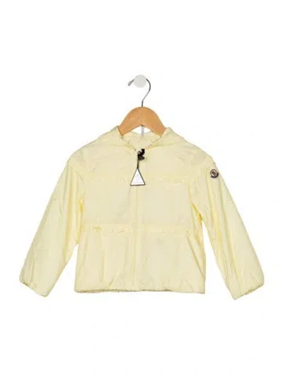 Pre-owned Moncler Babies' Toddler Girls Solid Rain Jacket  W/tags In Yellow