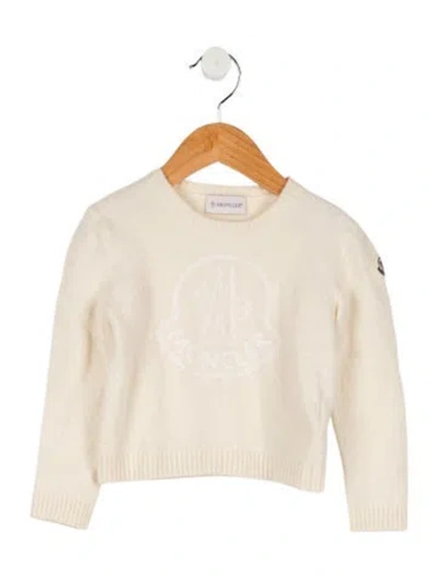 Pre-owned Moncler Babies' Toddler Girls' Virgin Wool Embroidered Sweater In Neutral