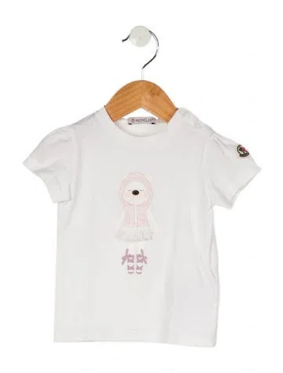 Pre-owned Moncler Babies' Toddler Girls' White Graphic T-shirt