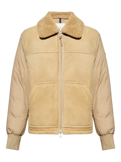 Moncler Tonnay Shearling Padded Jacket In Brown