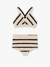 Moncler Cross-back Design Striped Bikini In White