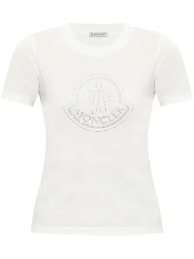 Moncler Logo-print Cotton T-shirt In White