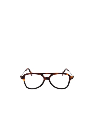 Moncler Tortoiseshell-effect Pilot-frame Glasses In Black
