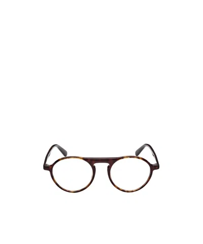 Moncler Tortoiseshell-effect Round-frame Glasses In Brown