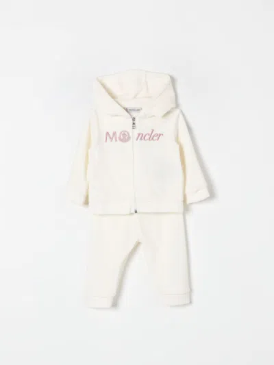 Moncler Kids' Velour Full Zip Graphic Hoodie & Sweatpants Set In White