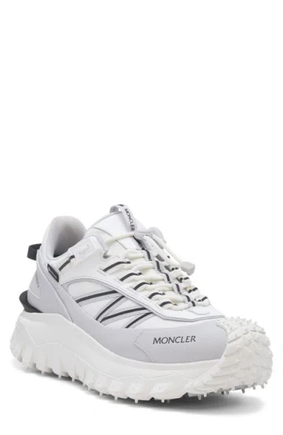 Moncler Light Grey Real Leather Trailgrip Gtx Low Top Sneakers In Gray