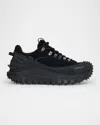 Moncler Trailgrip Lite 3 Nubuck And Suede Sneakers In Black