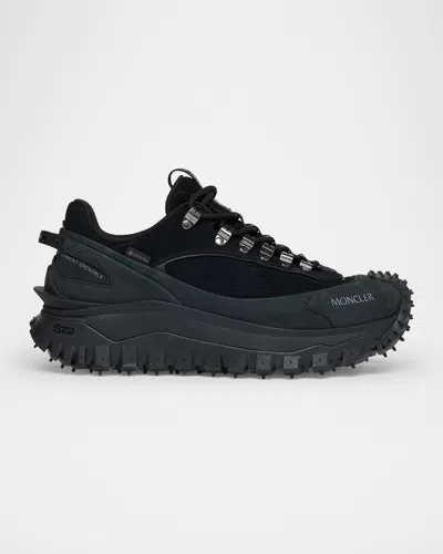 Moncler Trailgrip Apex Suede Low-top Sneakers In 999 Black