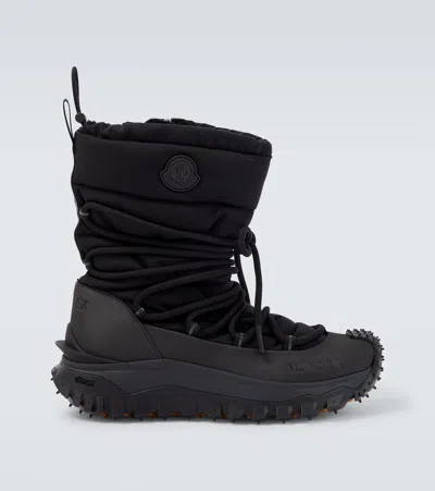 Moncler High-top Round Toe Lug Sole Boots In Black