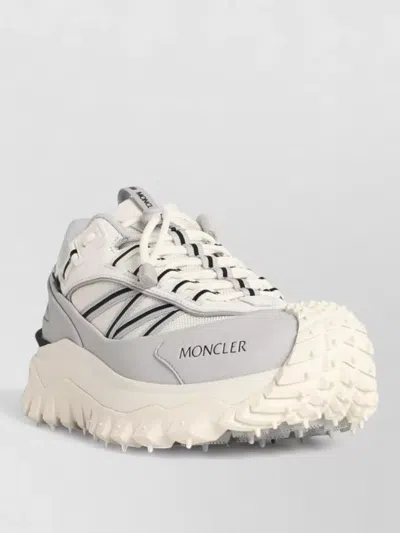 Moncler Light Grey Real Leather Trailgrip Gtx Low Top Sneakers In Gray