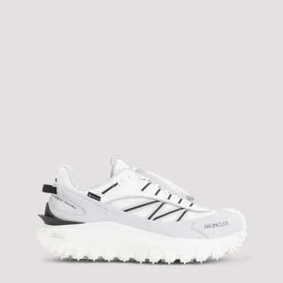 Moncler Light Grey Real Leather Trailgrip Gtx Low Top Sneakers In Gray