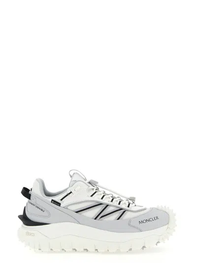 Moncler Light Grey Real Leather Trailgrip Gtx Low Top Sneakers In Gray