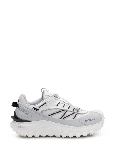 Moncler Light Grey Real Leather Trailgrip Gtx Low Top Sneakers In Gray
