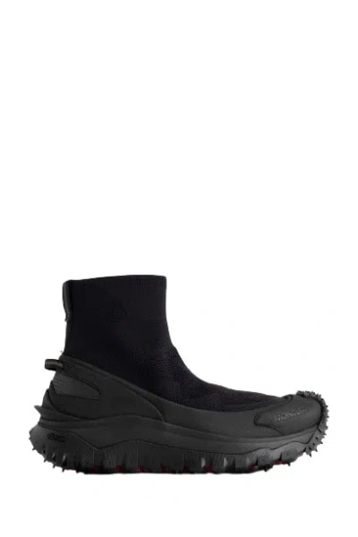 Moncler Trailgrip Stretch-knit And Rubber High-top Trainers In Black