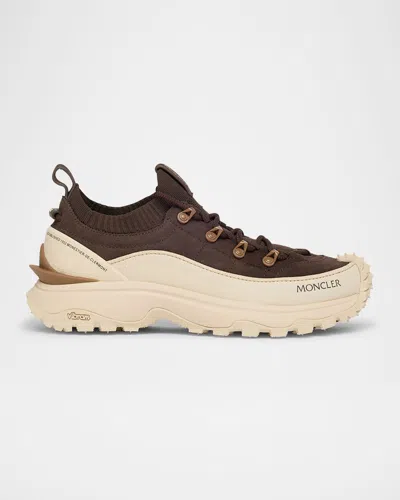 Moncler Trailgrip Lite 3 Nubuck And Suede Sneakers In Brown