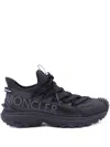 Moncler Pull Tab Round Toe Textured Sole Sneakers In Black