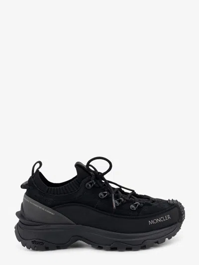 Moncler Trailgrip Lite3 Nubuck And Suede Sneakers With Side Lettering Logo In Black