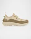 Moncler Two-tone Canvas Trailgrip Lite3 Sneakers In Brown