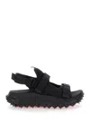 Moncler 'trailgrip Vela' Black Sandals With Logo On The Tongue And Cut-out Detail In Tech Fabric