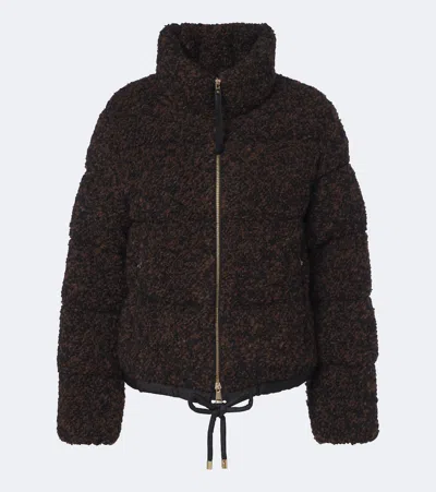 Moncler Trascendance Bouclé Down Jacket In Brown