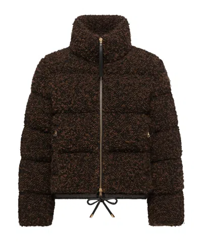 Moncler Trascendance Tweed Short Down Jacket In Black