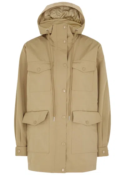 Moncler Treberon Camel Hooded Woven Jacket In Brown