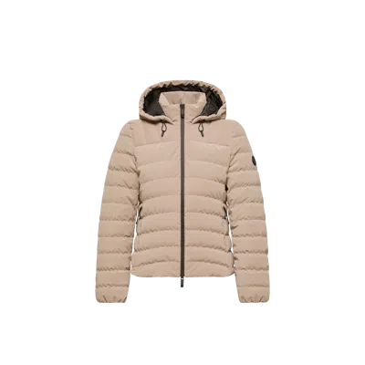 Moncler Trèfle Hooded Short Down Jacket, Women, Beige, Size: 1 In Brown