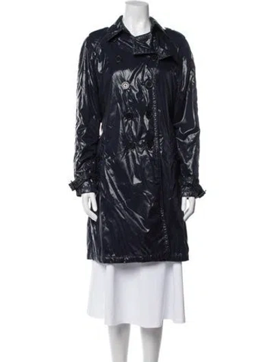 Pre-owned Moncler Trench Coat In Blue