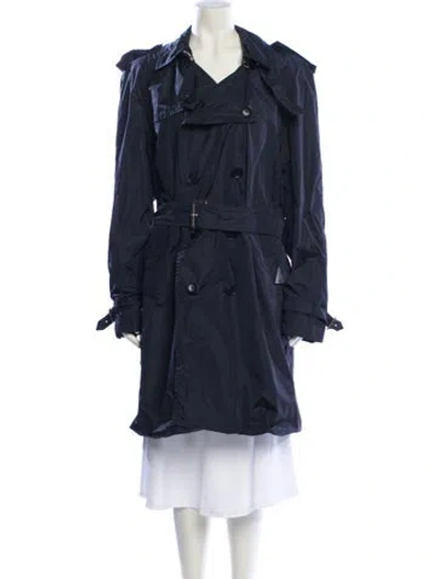 Pre-owned Moncler Trench Coat In Blue