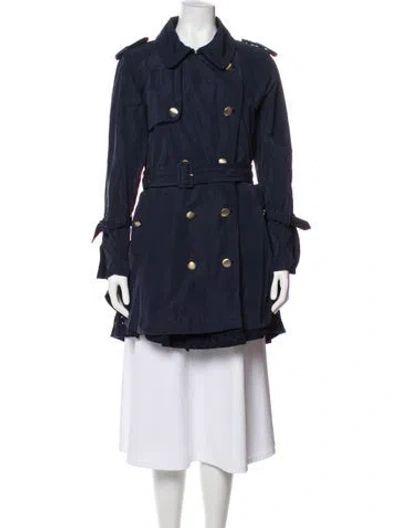 Pre-owned Moncler Trench Coat In Blue