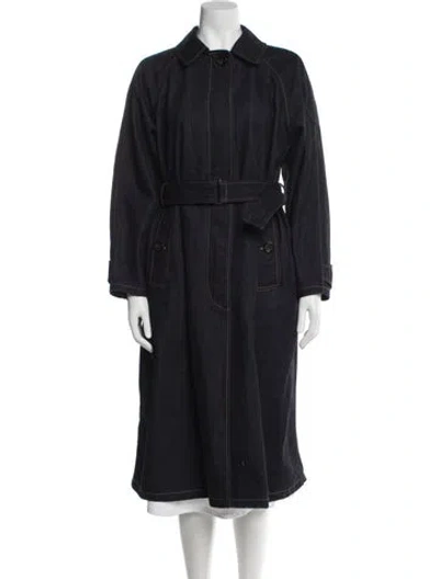 Pre-owned Moncler Trench Coat In Blue