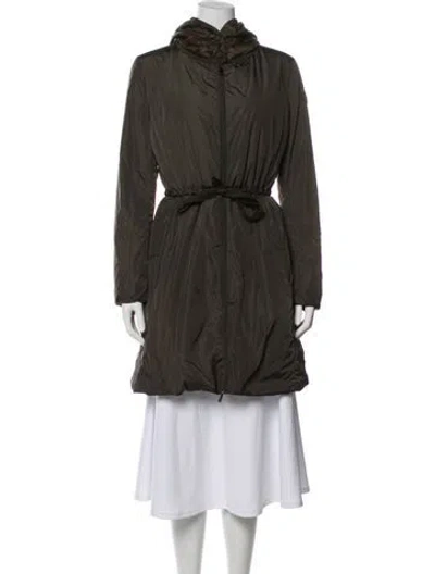 Pre-owned Moncler Trench Coat In Green