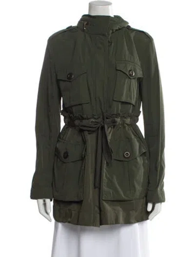 Pre-owned Moncler Trench Coat In Green