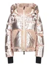 Shop Moncler Trevelin Metallic Pink Bomber Down Jacket