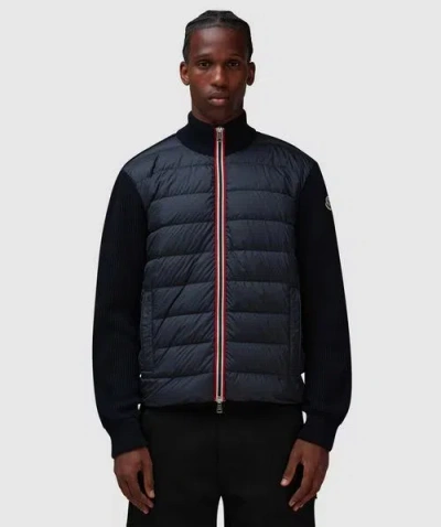 Moncler Tri-color Zip Cardigan In Navy