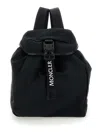 Moncler Trick Black Backpack With Logo Print In Nylon Woman In Black