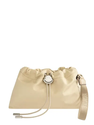 Moncler Trick Drawstring Logo Mini Bag In Metallic