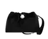 Moncler Compact Handheld Pouch Handbag With Logo Detail In Black