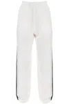 MONCLER TRICOLOR BANDED JOGGERS IN SHINY VISCOSE TWILL FOR WOMEN