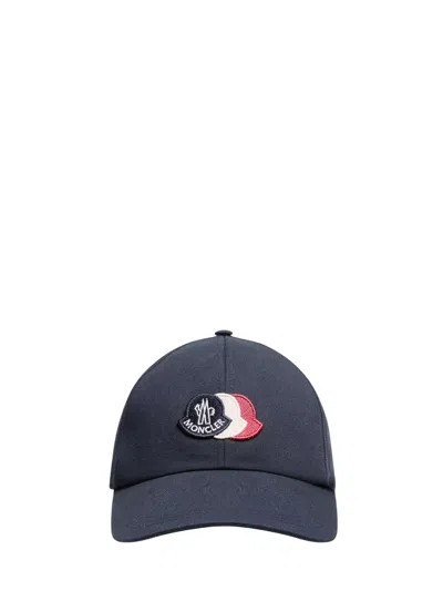 Moncler Tricolor Baseball Cap In Blue