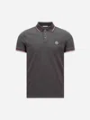 Moncler Tipped Short Sleeve Polo Shirt In Gray