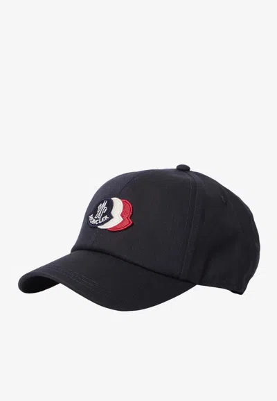 Moncler Tri-color Logo Patch Baseball Cap In Blue
