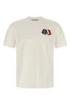 Moncler Cotton T-shirt With Ribbed Crew Neck And Signature Logo Patches In Yellow