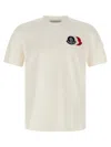 Moncler Cotton T-shirt With Ribbed Crew Neck And Signature Logo Patches In White
