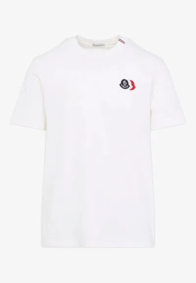Moncler Short Sleeve Jersey T Shirt Tricolor Collar In White