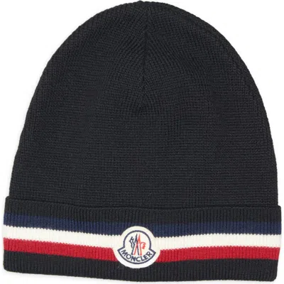 MONCLER MONCLER TRICOLOR STRIPE VIRGIN WOOL BEANIE