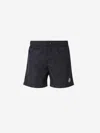 Moncler Tricolour-trimmed Swim Shorts In Black
